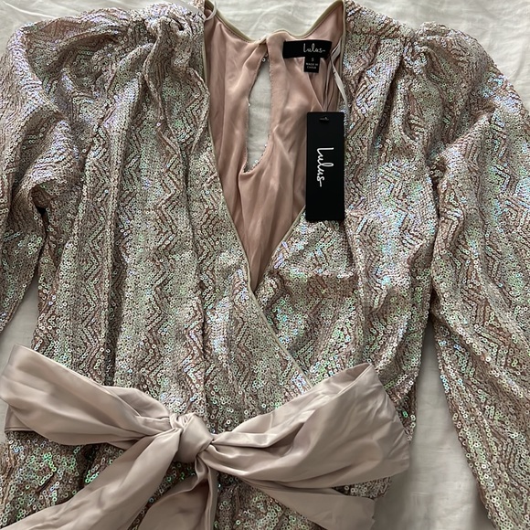 “More Than Magical Pink Iridescent Sequin Long Sleeve Romper” from Lulu’s - Picture 7 of 7